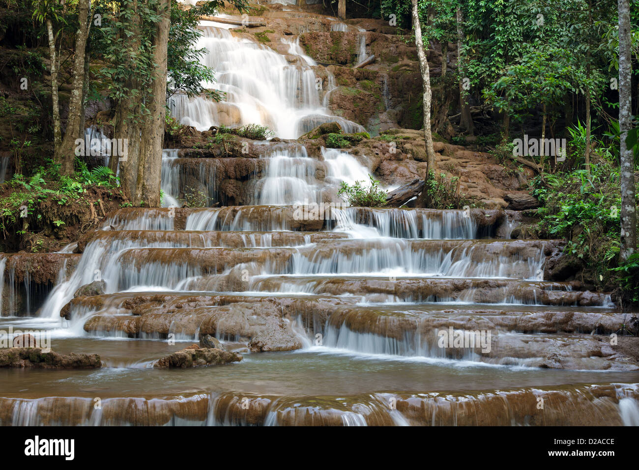 Pha Charoen tropical waterfall, Thailand Stock Photo