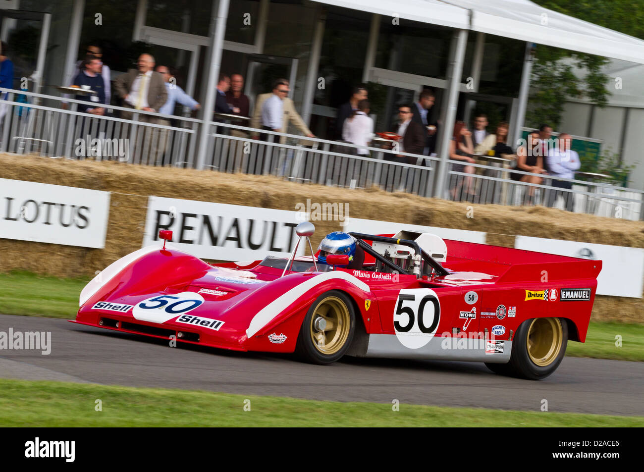 1971 Ferrari 712 Can-Am with driver Paul Knapfield at the 2012 Goodwood Festival of Speed, Sussex, UK. Stock Photo