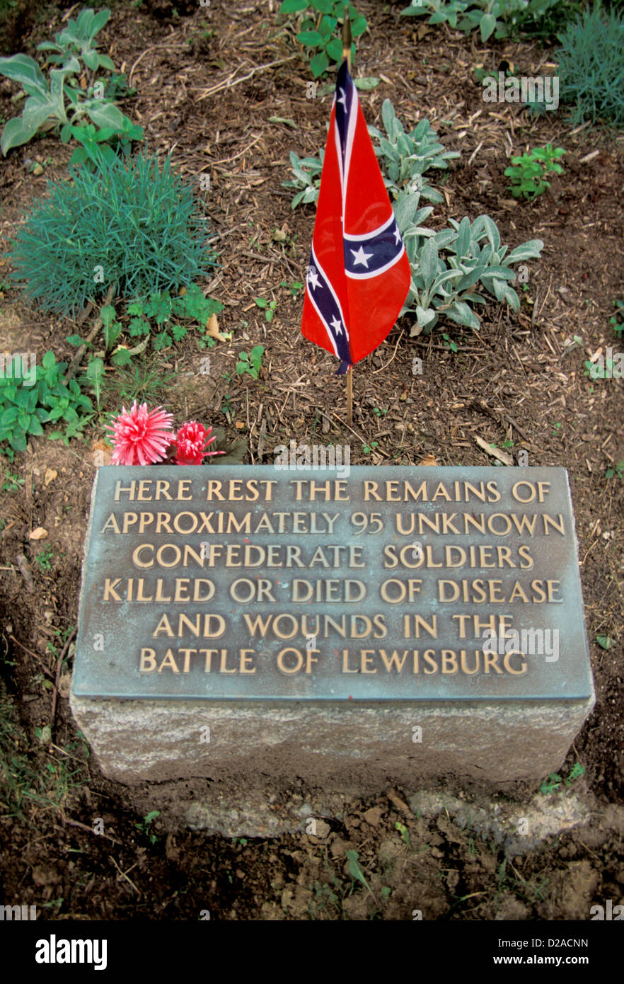 Lewisburg, West Virginia. Cemetery Marker For Battle Of Lewisburg Stock
