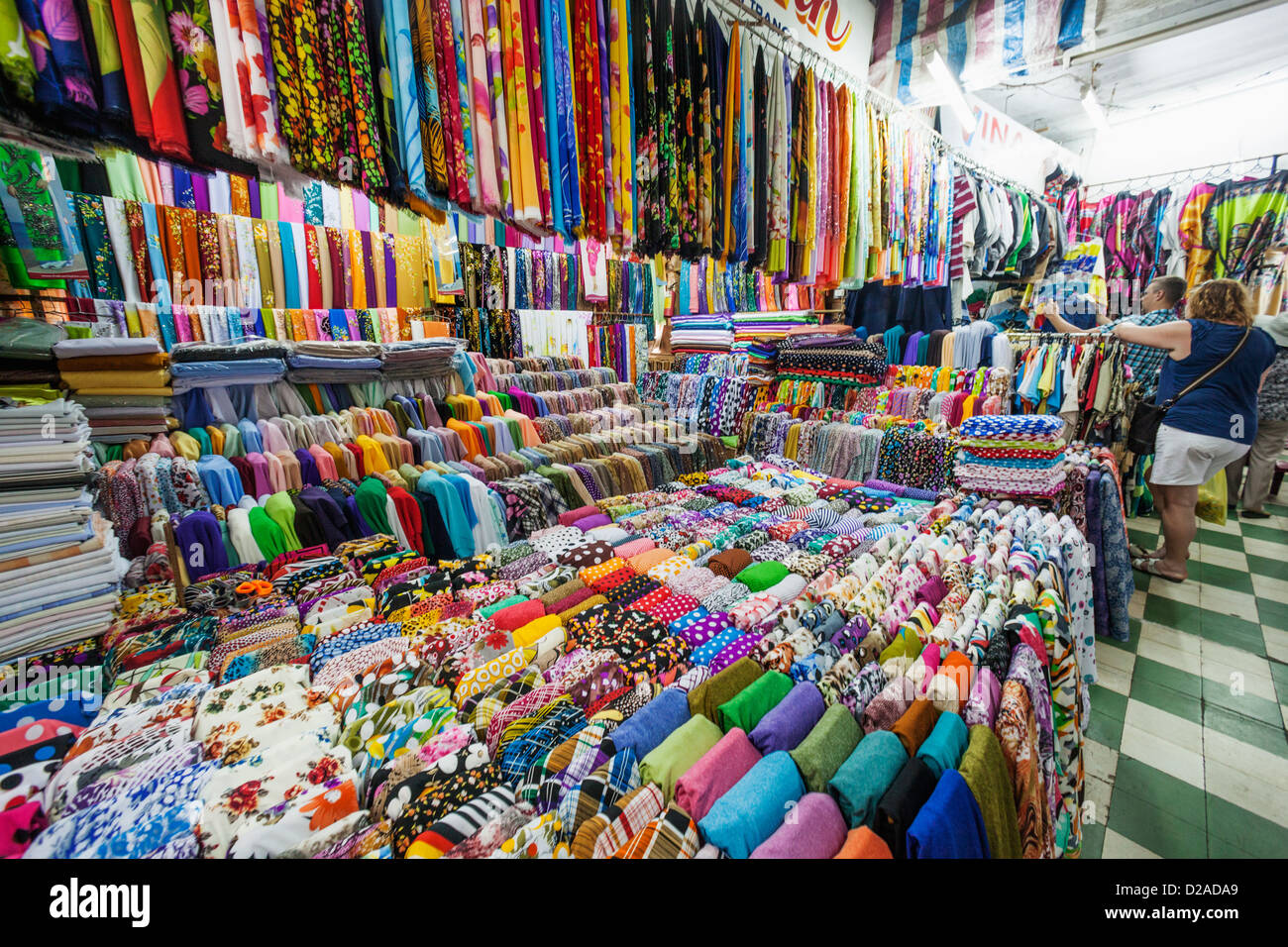 Material fabric market stall vietnam hires stock photography and
