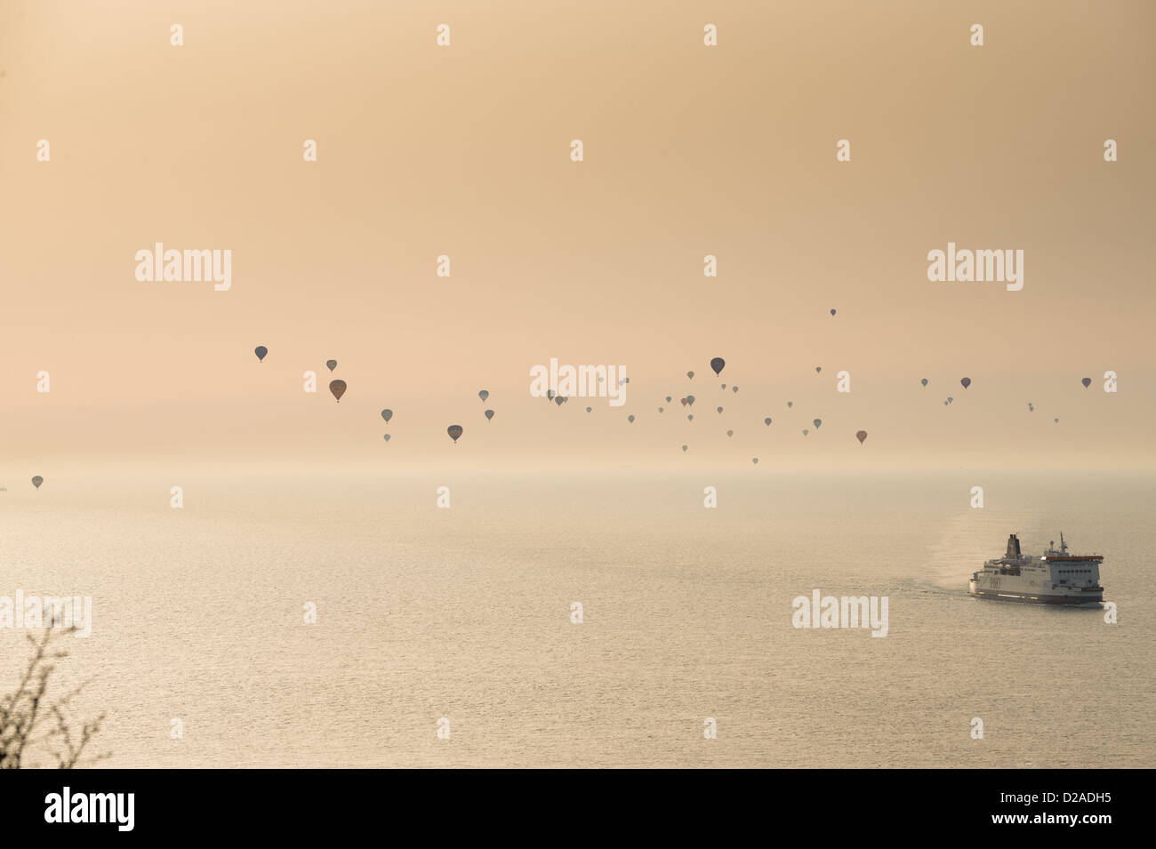 Hot Air Balloons crossing the English Channel for a world record Stock Photo