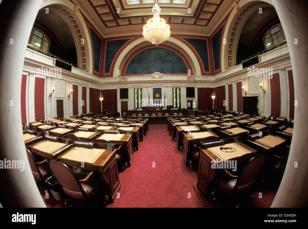 West Virginia, Charleston. Senate Room In State Capitol Building Stock