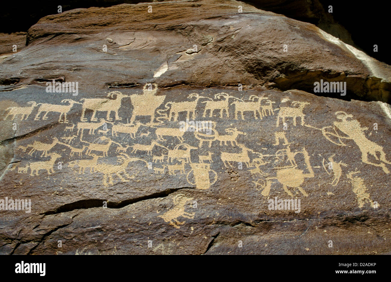 Utah, Nine Mile Canyon. Fremont Indian Hunter Petroglyph Stock Photo