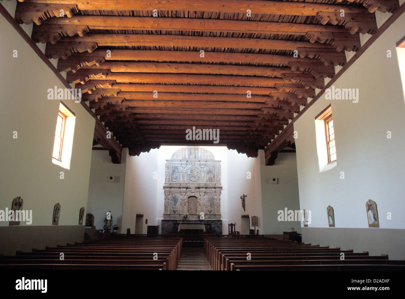 New Mexico, Santa Fe. Interior Cristo Rey Church. One Of The Largest