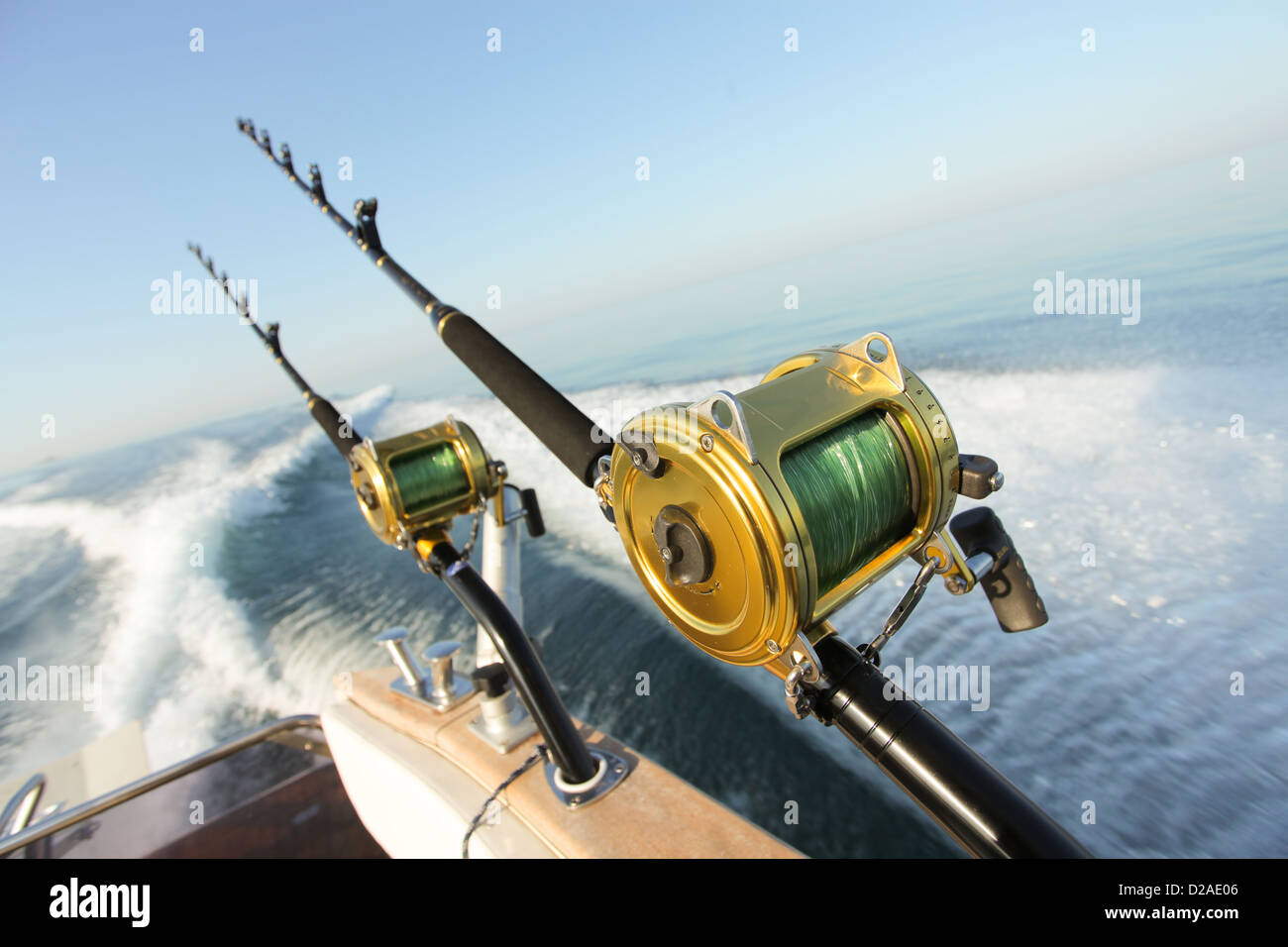 Fishing rod rods big game fishing ocean sea tropical hi-res stock