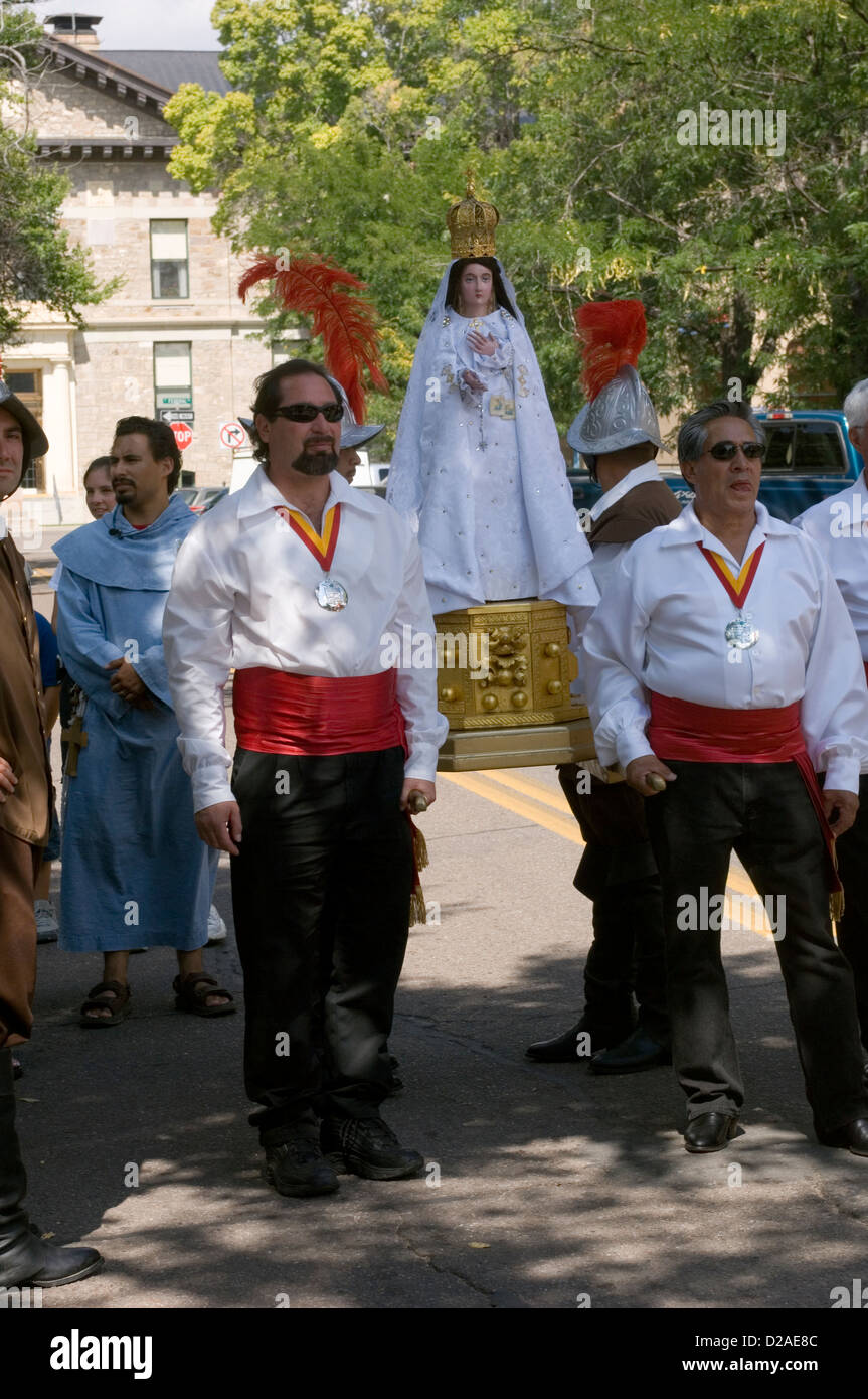 New Mexico, Santa Fe. Fiesta De Santa Fe. Conquistadora Statue Stock Photo