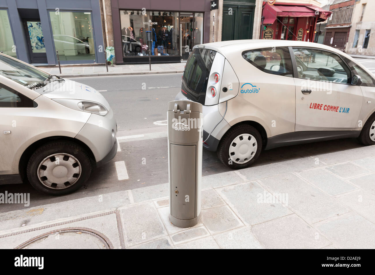 Autolib electric cars charging station Paris street Stock Photo Alamy