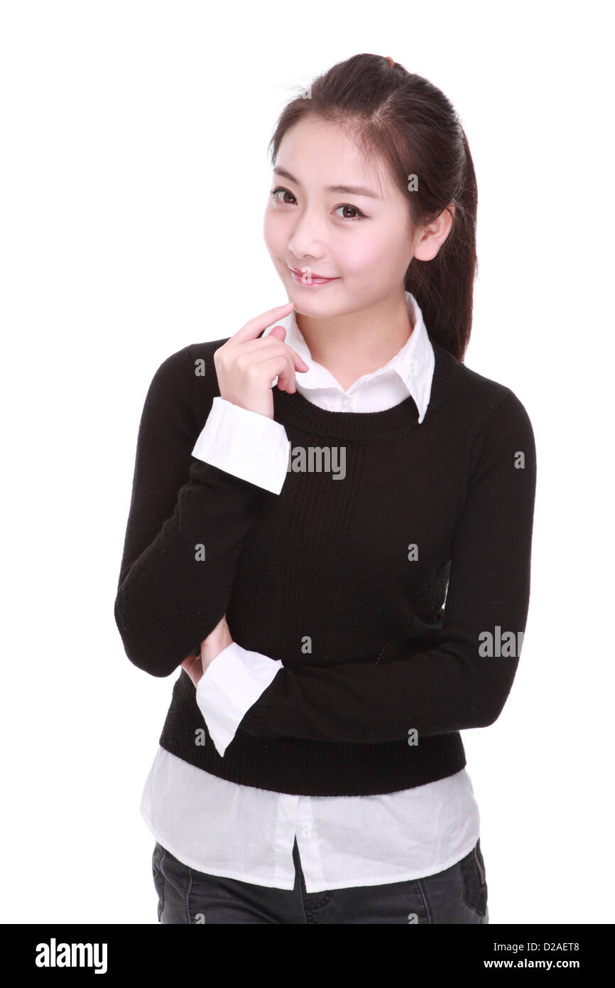 A Beautiful girl Isolated On a White background Stock Photo - Alamy