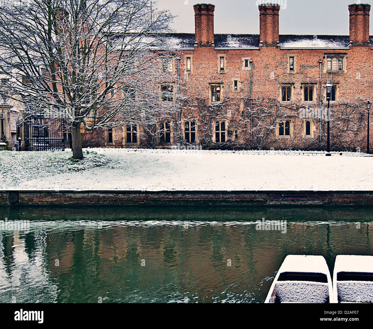 View over River Cam to Magdalene College Stock Photo