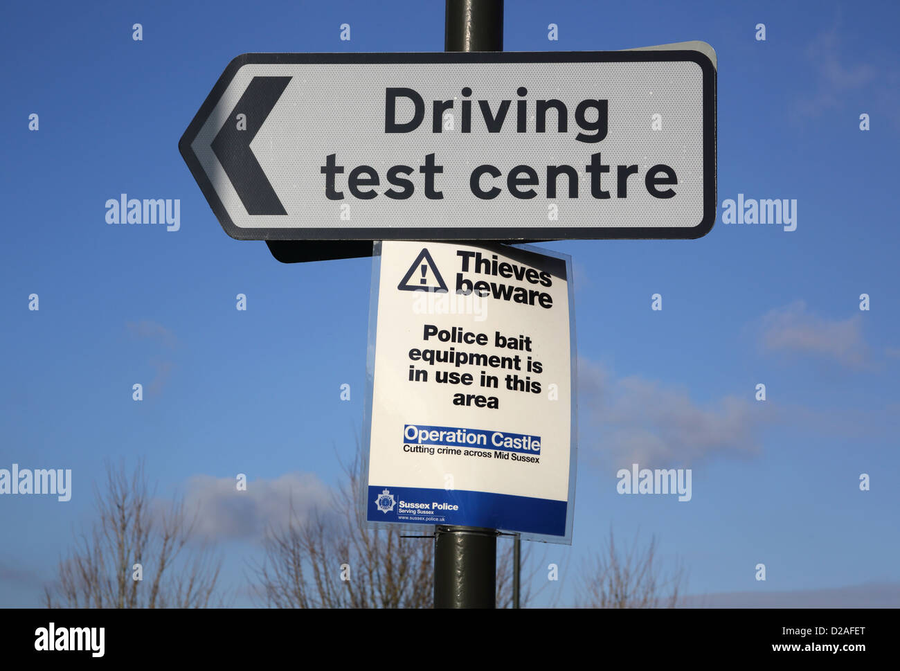 sign for the driving test center in burgess hill west sussex Stock