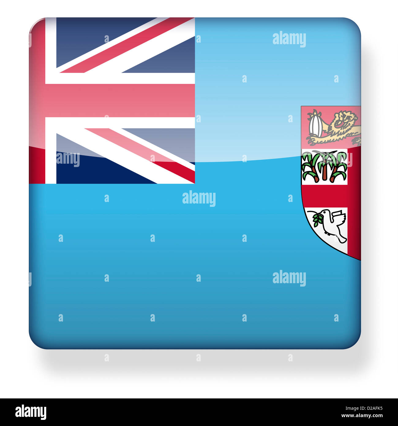 Fiji flag as an app icon. Clipping path included. Stock Photo