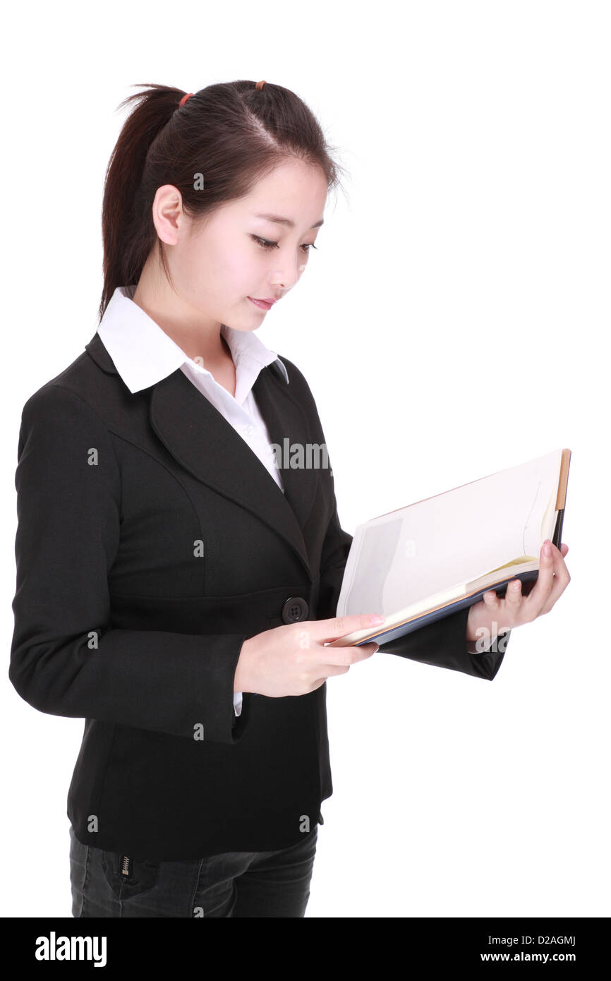 A Beautiful Businesswoman Isolated On a White background. Stock Photo