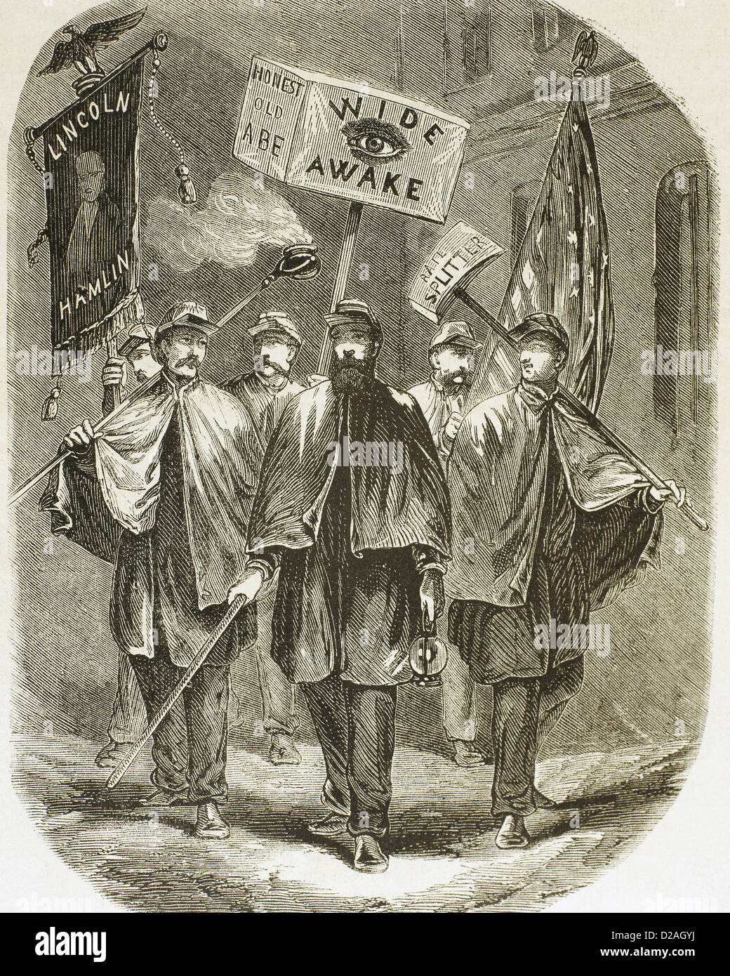 United States. Supporters of Abraham Lincoln, candidate of the Republican Party. Stock Photo