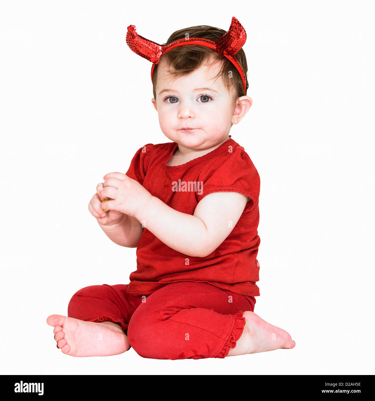 Toddler girl wearing devil costume Stock Photo Alamy