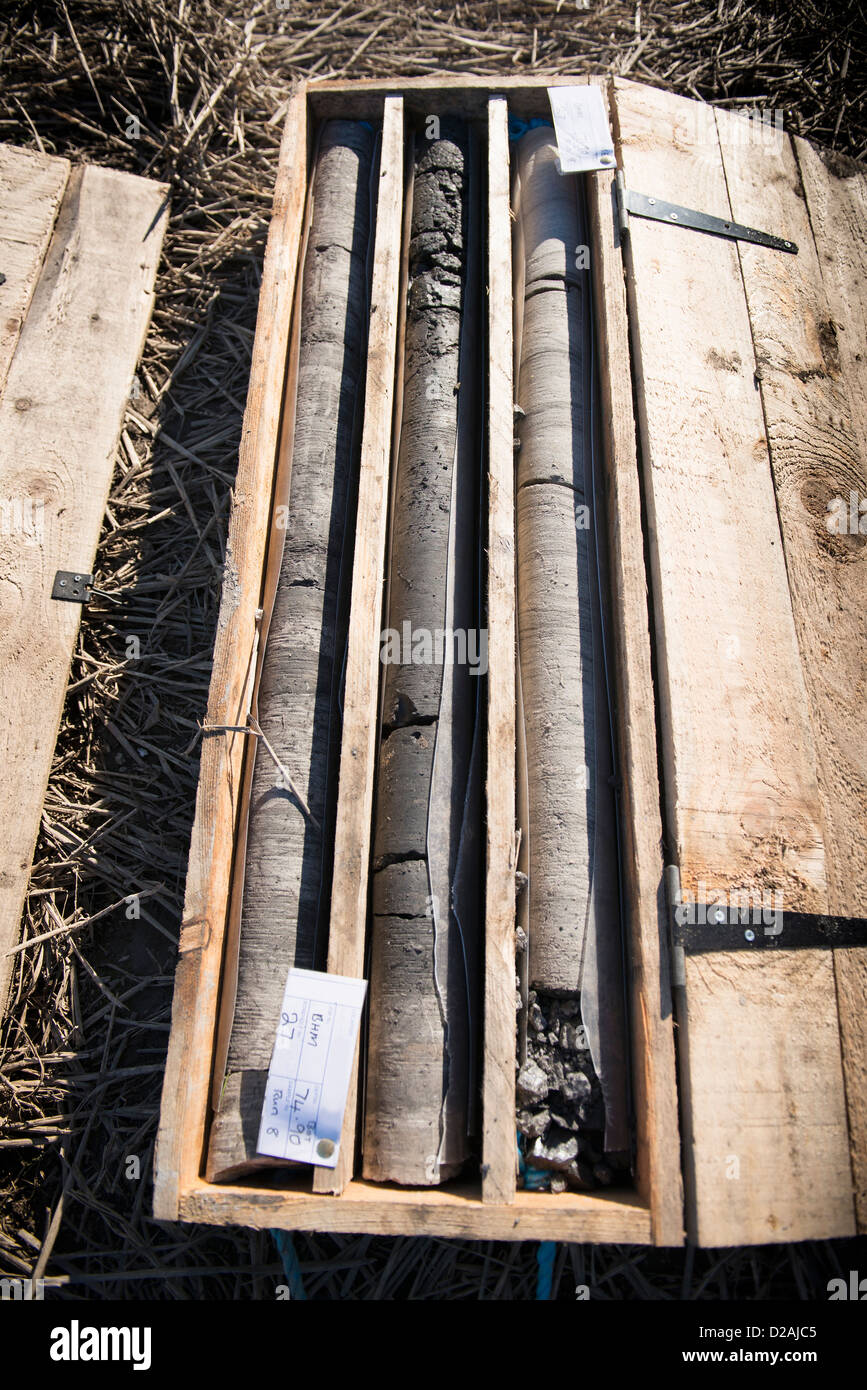 Drill core samples at coal mine Stock Photo Alamy
