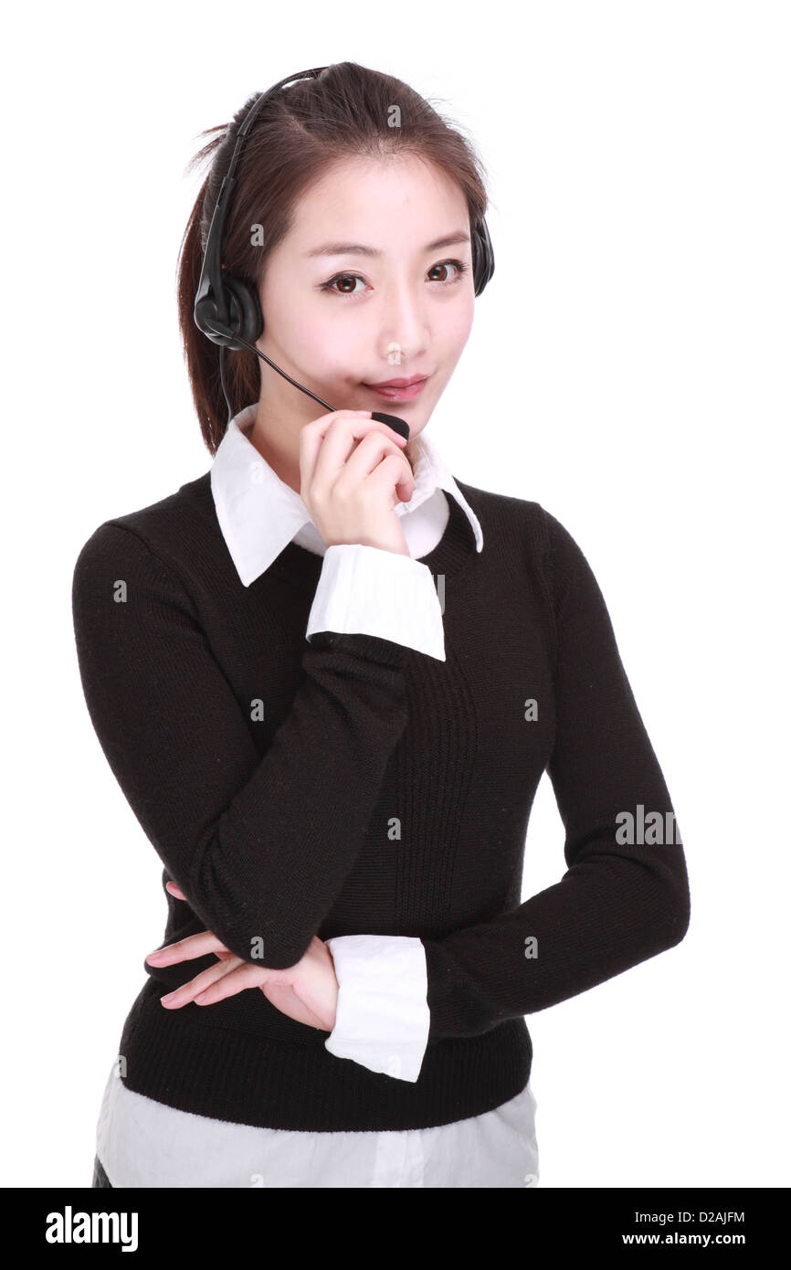 Businesswoman talking on headset Stock Photo