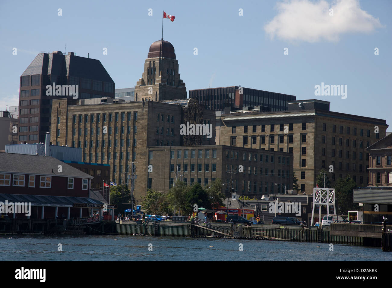 The waterfront of Halifax harbour, with the Dominion Public Building in the background Stock Photo