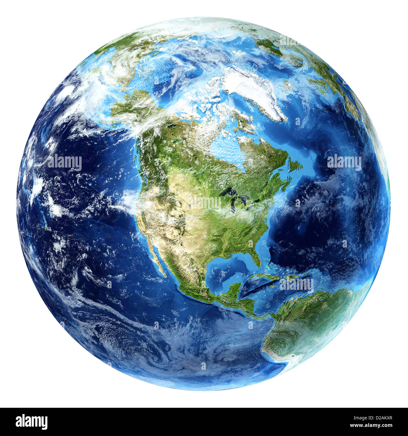 Planet earth with some clouds. North America view. Stock Photo