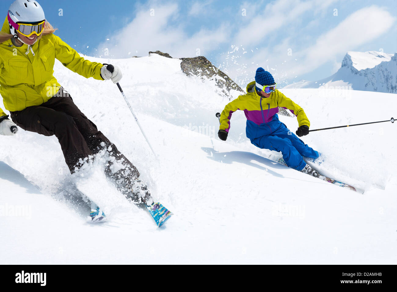 Skiers on snowy slope Stock Photo Alamy