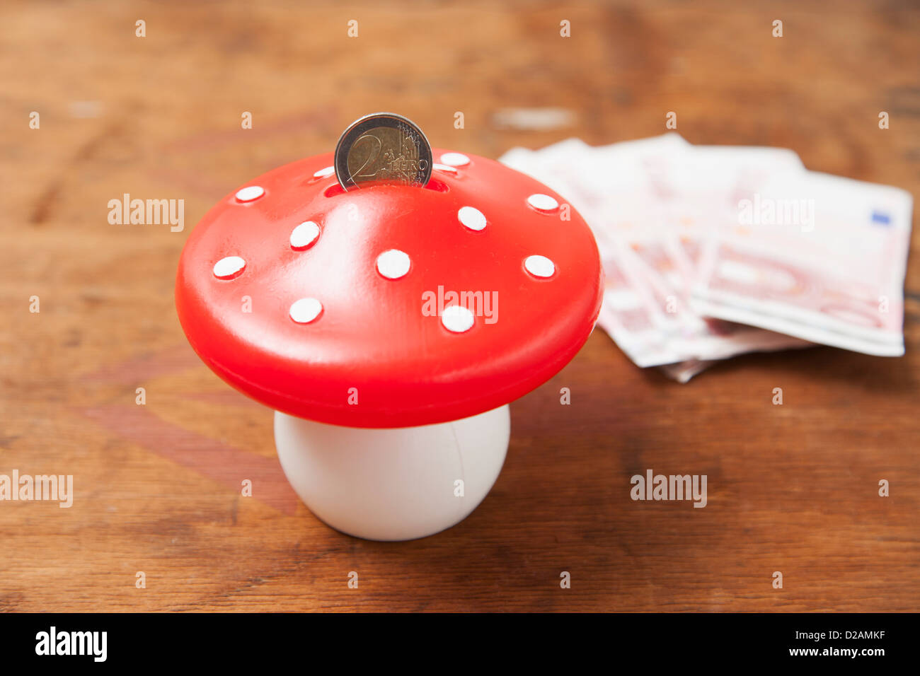 Close up of mushroom savings bank Stock Photo