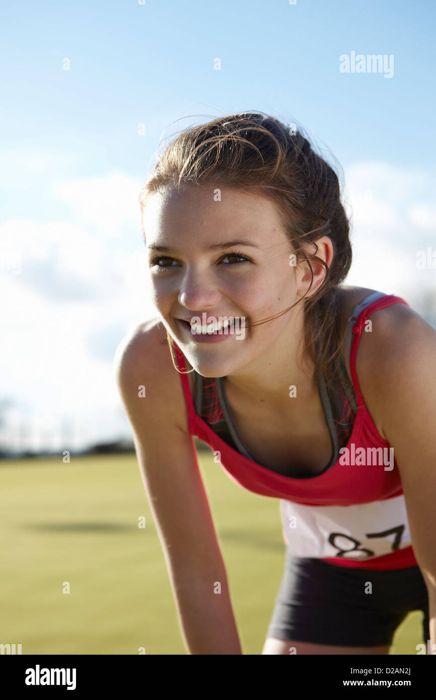 Close up of runners smiling face Stock Photo Alamy