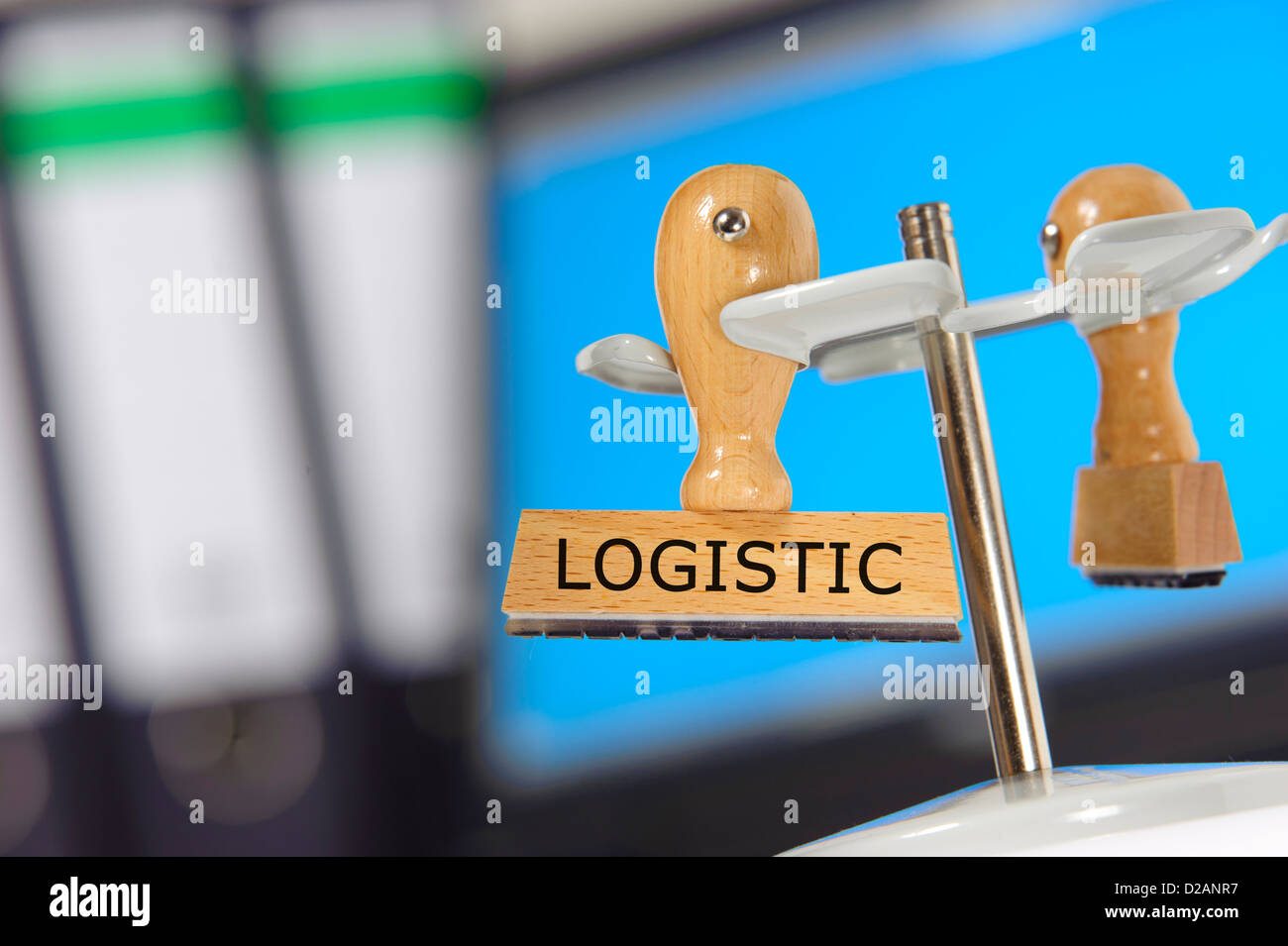 logistic printed on rubber stamp Stock Photo