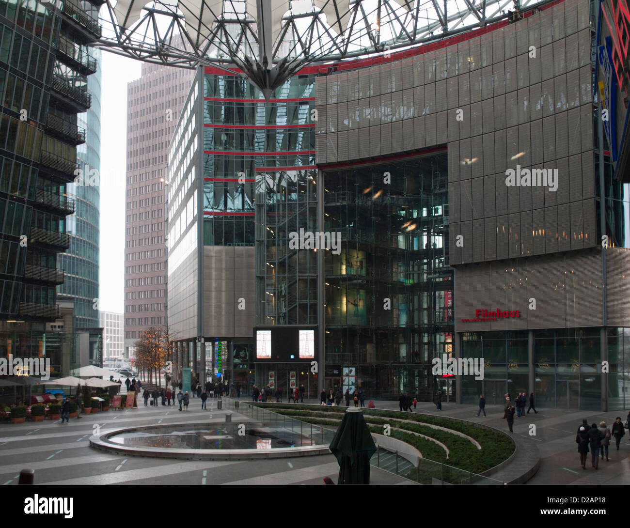 Covered part of Potsdamer Platz in Berlin Germany on a gloomy winters