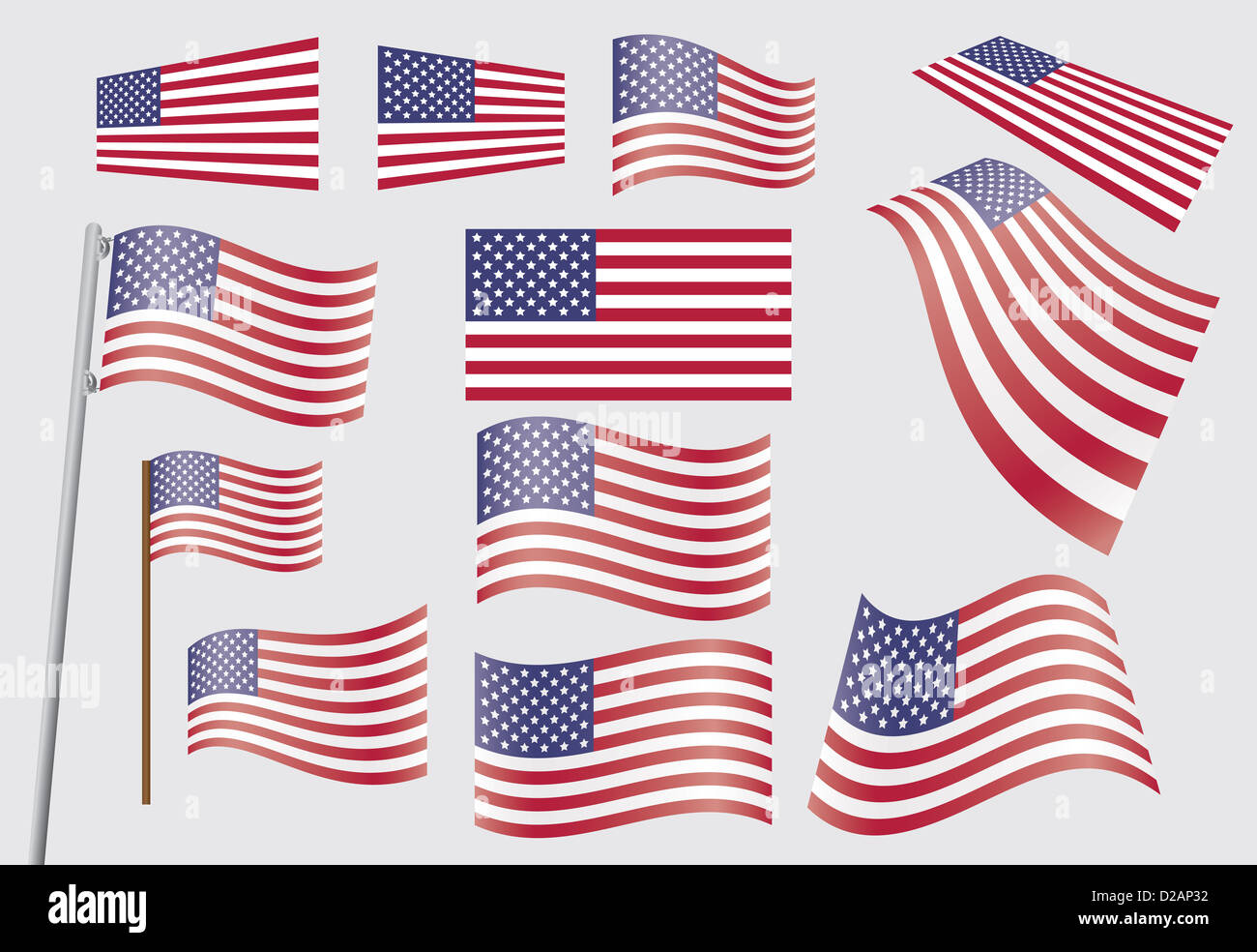 set of United States flags Stock Photo Alamy