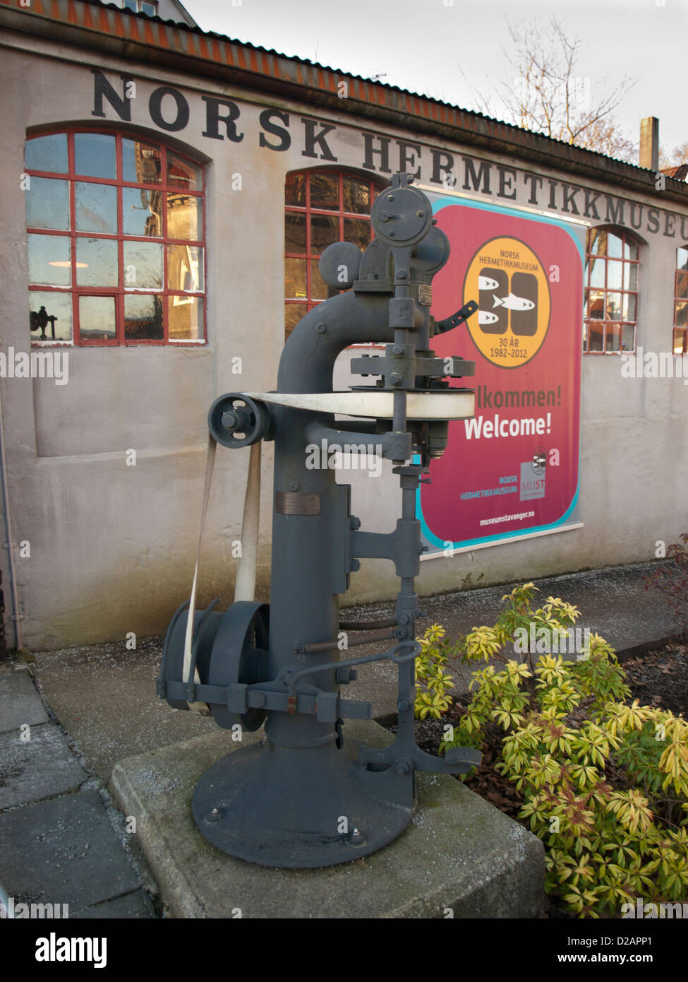 Facade detail from Norwegian Canning Museum in Stavanger Norway, with