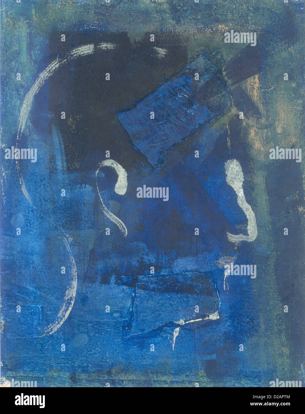 Abstract painting of a man's profile in blue. Stock Photo