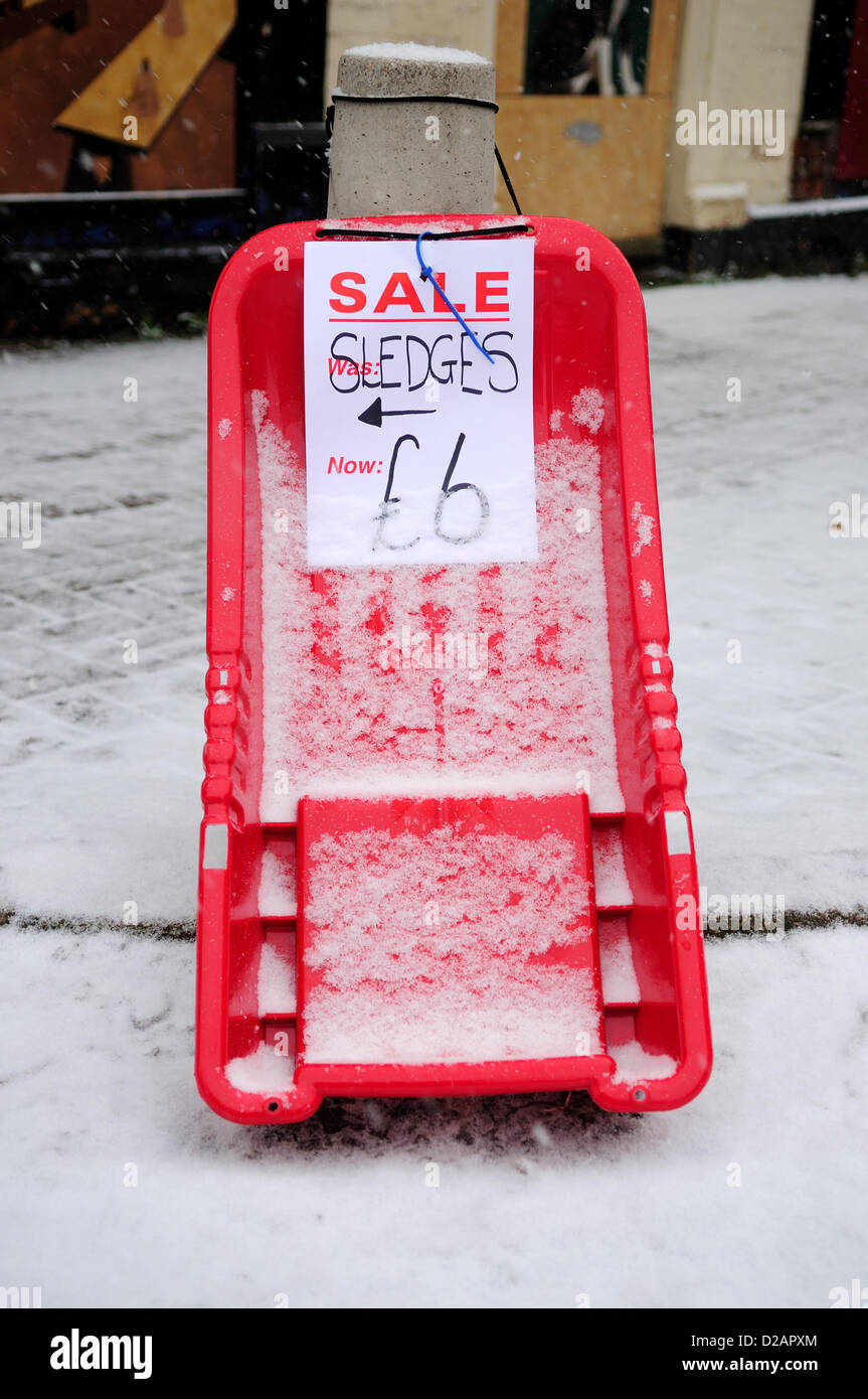 Hucknall,Notts.UK.18th.January.2013.Sledges for sale £6.00 each Stock