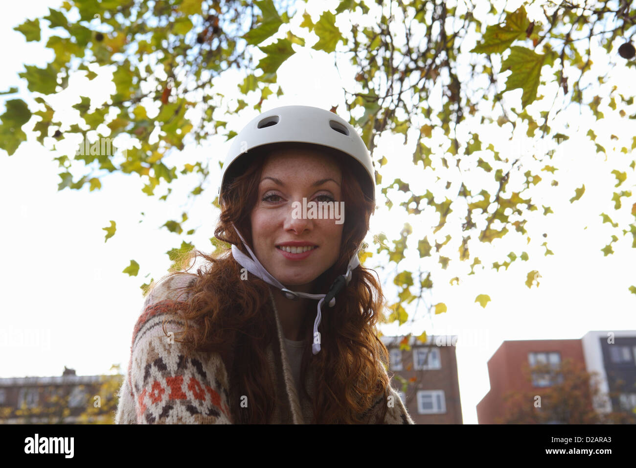 Young lady wearing bike helmet hi-res stock photography and images - Alamy