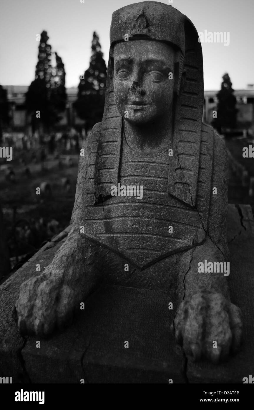 Cemetery, Sphinx tombstone Stock Photo