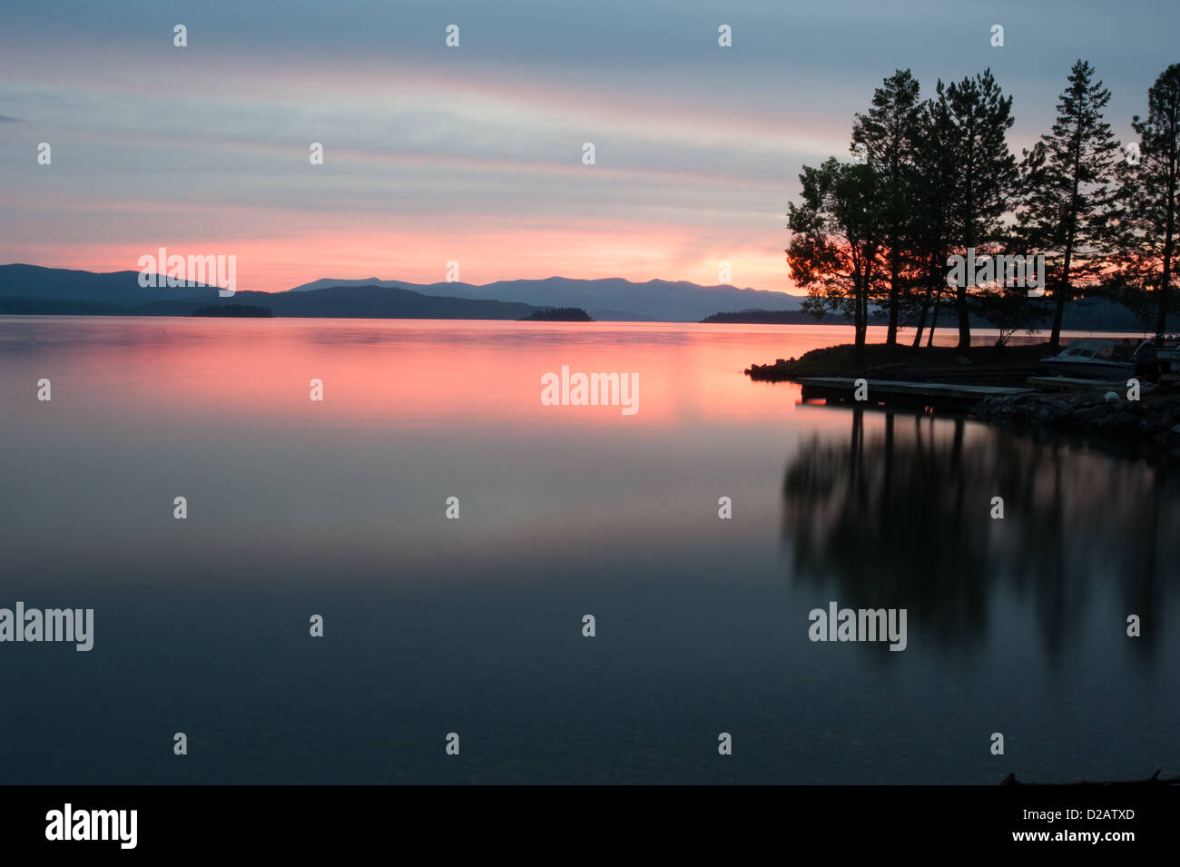 Summer sunset on Lake Pend Oreille in northern Idaho. Stock Photo
