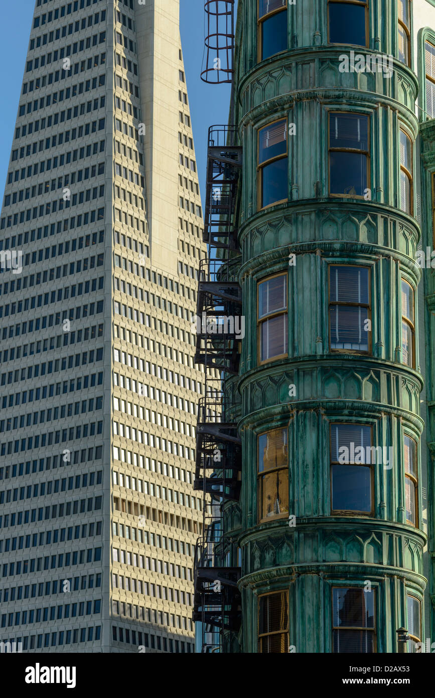 Transamerica Pyramid and Sentinel Building, San Francisco Stock Photo