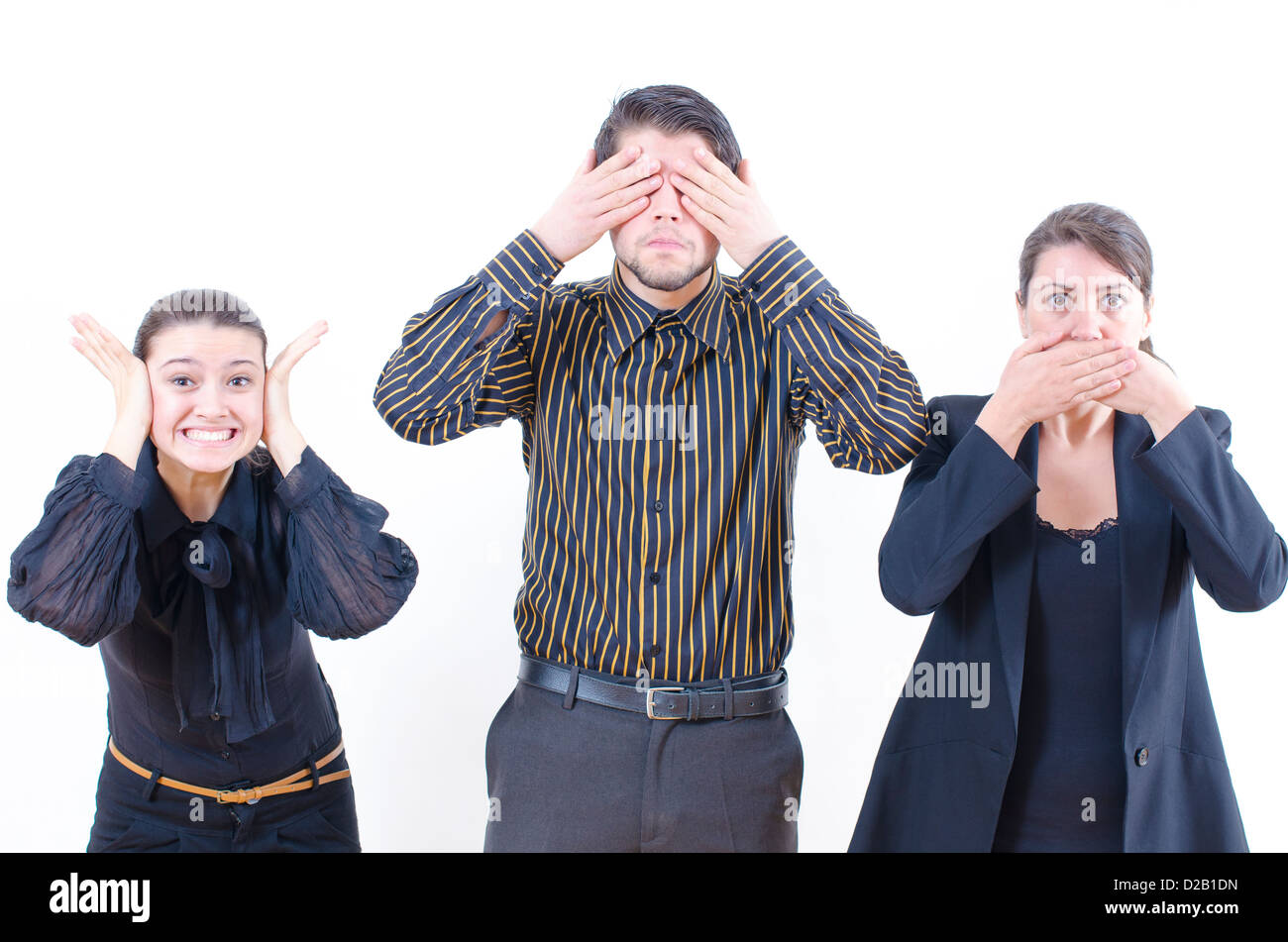 Three people living in ignorance Stock Photo