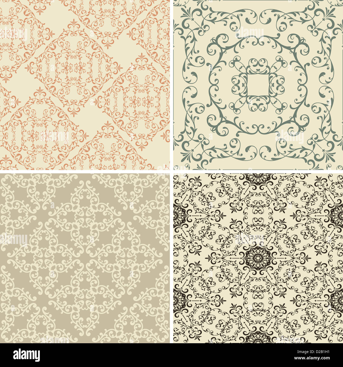 vector vintage floral seamless patterns Stock Photo - Alamy