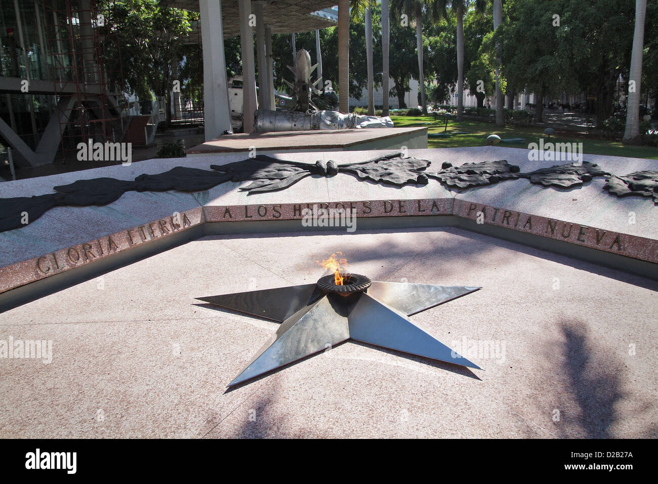 Havana, Cuba, the eternal flame in honor of the heroes of the revolution in the garden of the Museo de la Revolucion Stock Photo