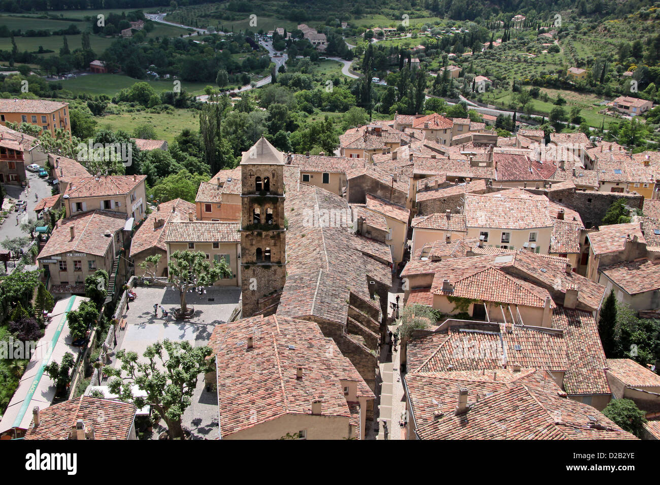 The village of MoustiersSainteMarie in HauteProvence, France Stock