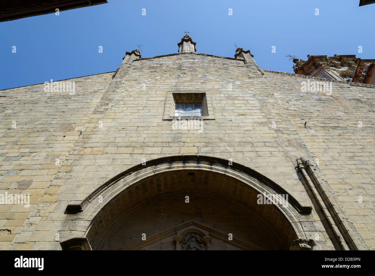 Hondarribia church entrance. Extreme perspective (Pais Basque, Spain) Stock Photo