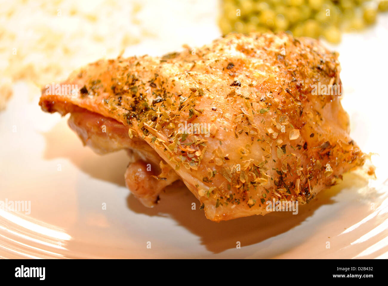 Perfectly Baked Chicken Thigh Stock Photo Alamy