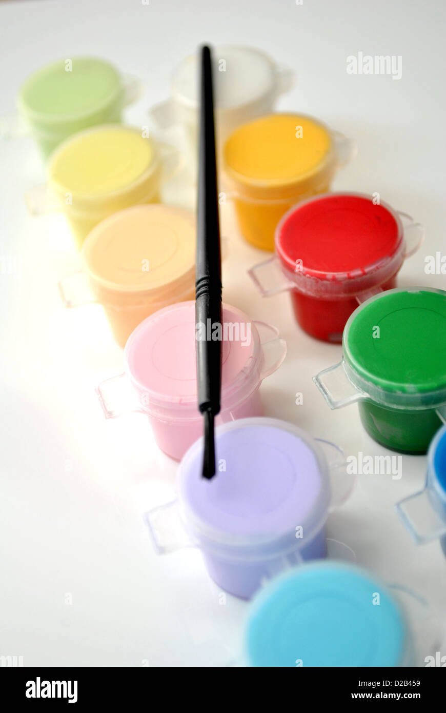 Primary and Pastel Acrylic Paints Stock Photo Alamy