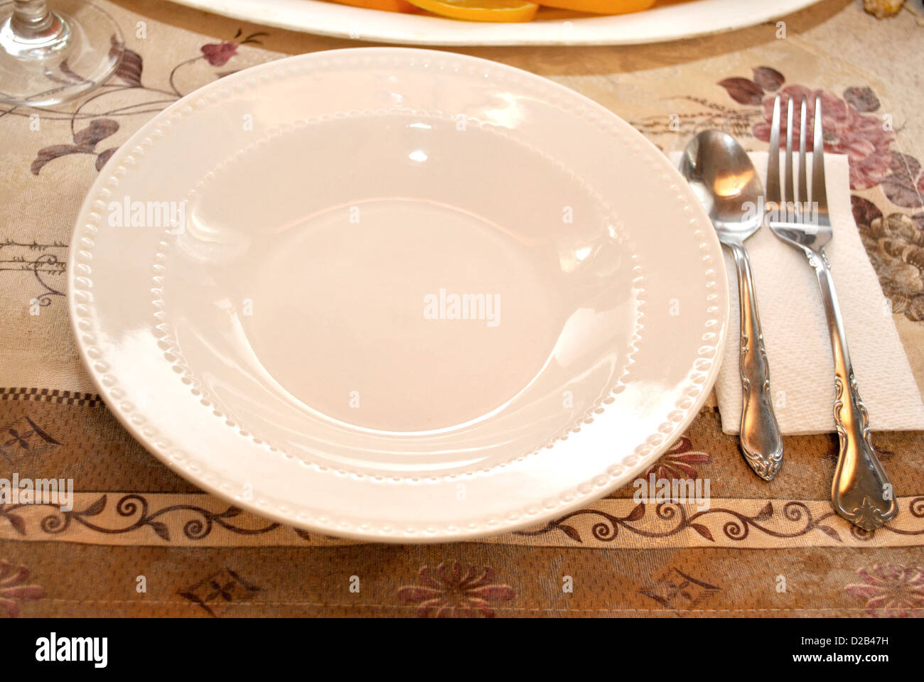 Beige Table Setting Stock Photo