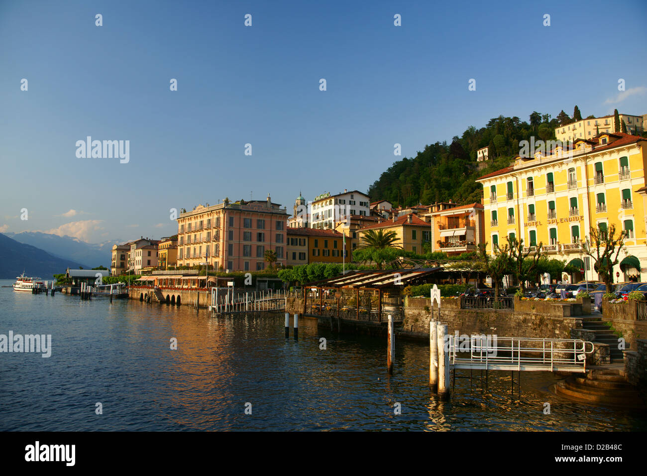 Hotel Metropole, coast, lake, water, night, twilight, sunset, Bellagio, Comer See, Lombardei