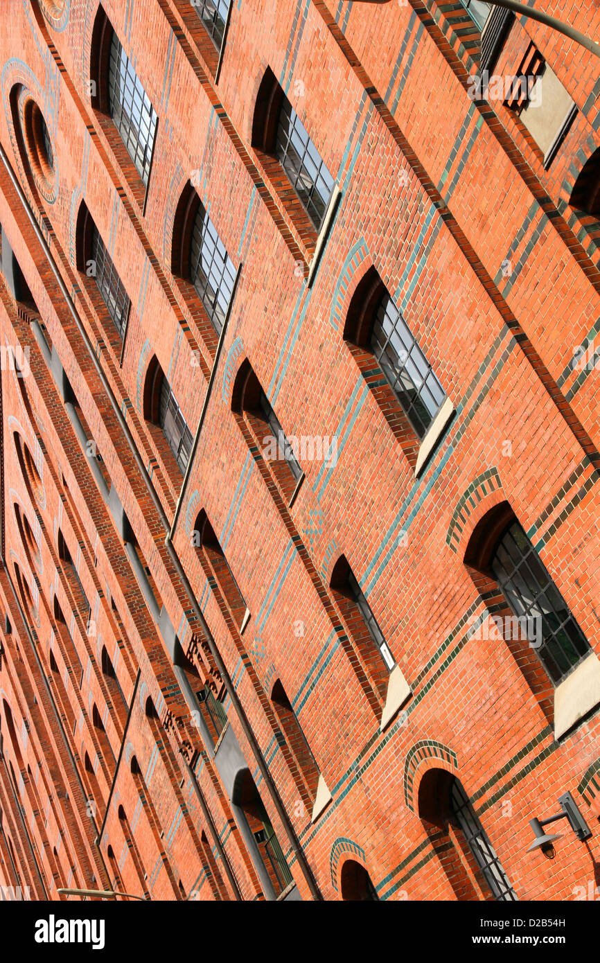 Facade of a historic building in the Speicherstadt in Hamburg, Germany ...