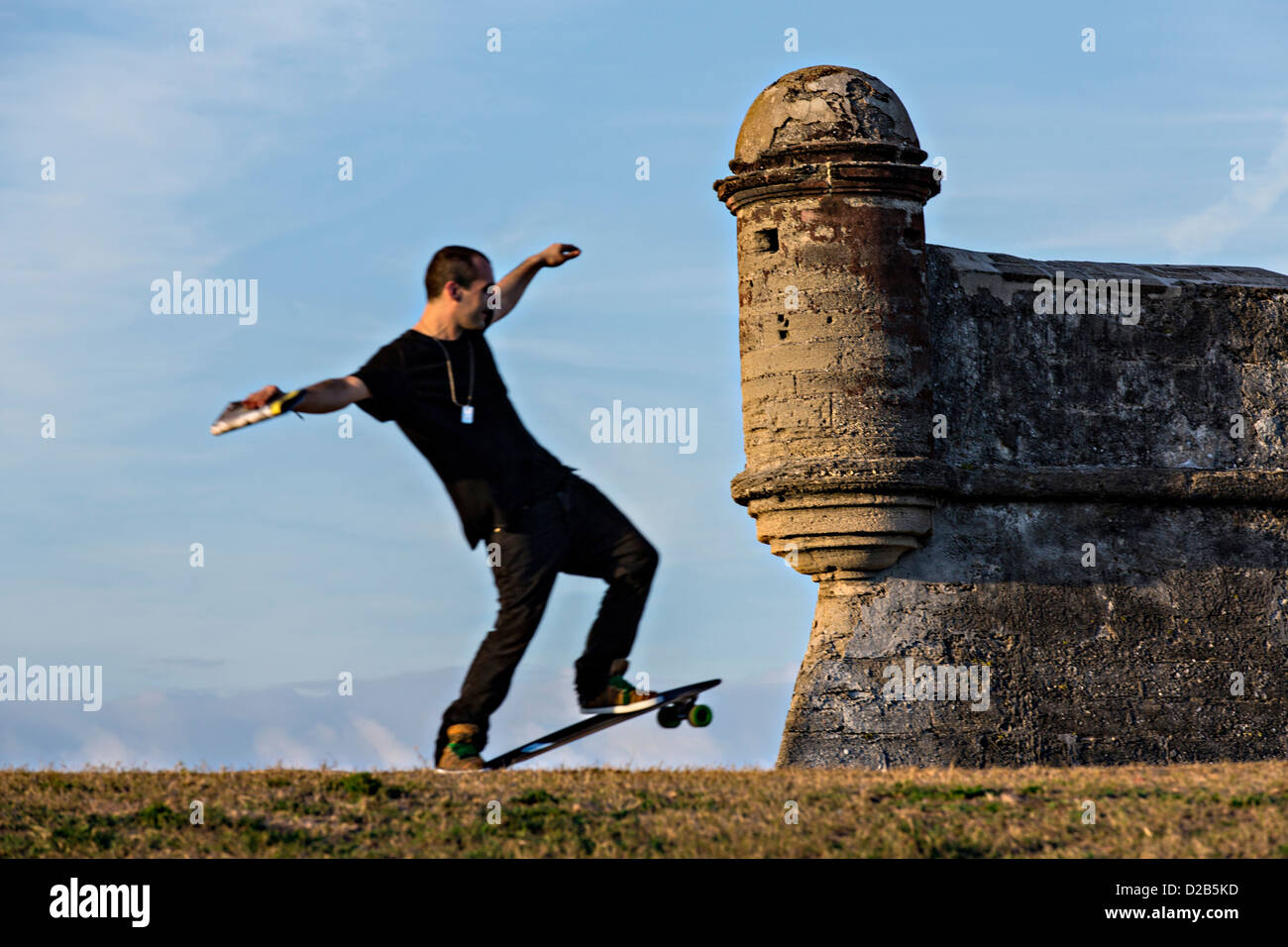 Skate boarder at the Castillo de San Marcos in St. Augustine, Florida