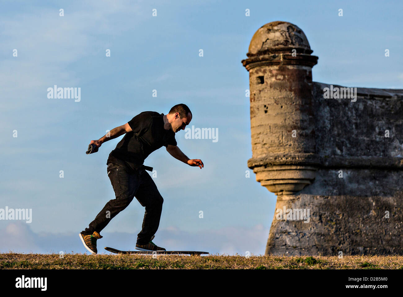 Skate boarder at the Castillo de San Marcos in St. Augustine, Florida
