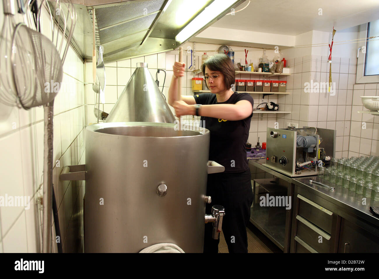 Berlin, Germany, Merit Schambach in the kitchen of the mustard salons Stock Photo