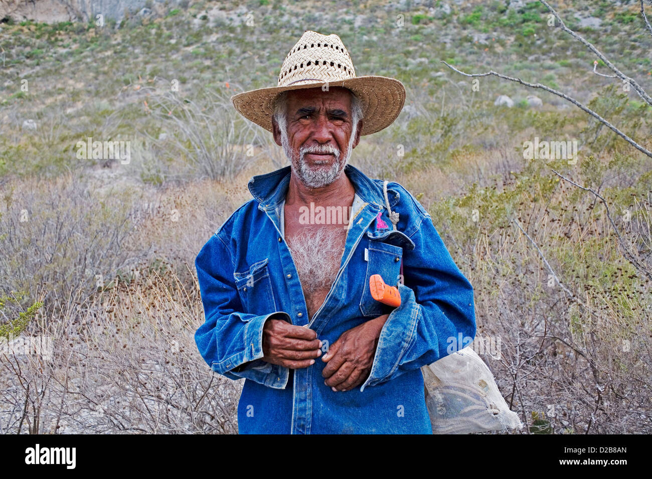 A Mexican shepherd in Nuevo Leon, northeast Mexico. Stock Photo