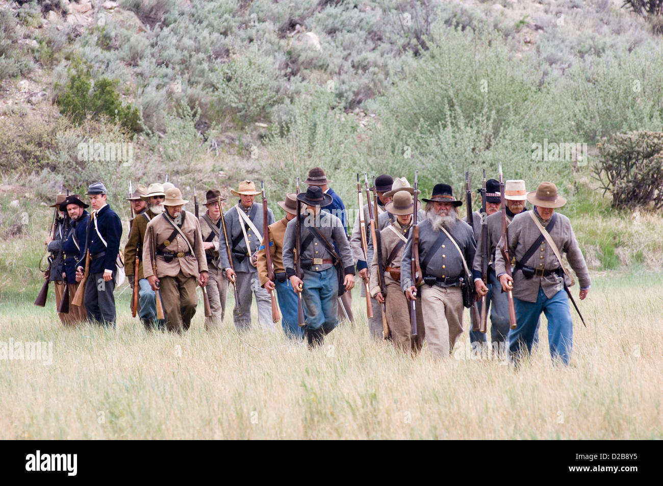 Civil War Reenactment Battles Of Glorieta Pass And Apache Canyon In New Mexico. Stock Photo